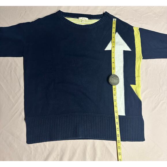 Lisa Todd Navy Arrow Instarsia Cotton Sweater Women’s Large preppy casual winter - Picture 6 of 7
